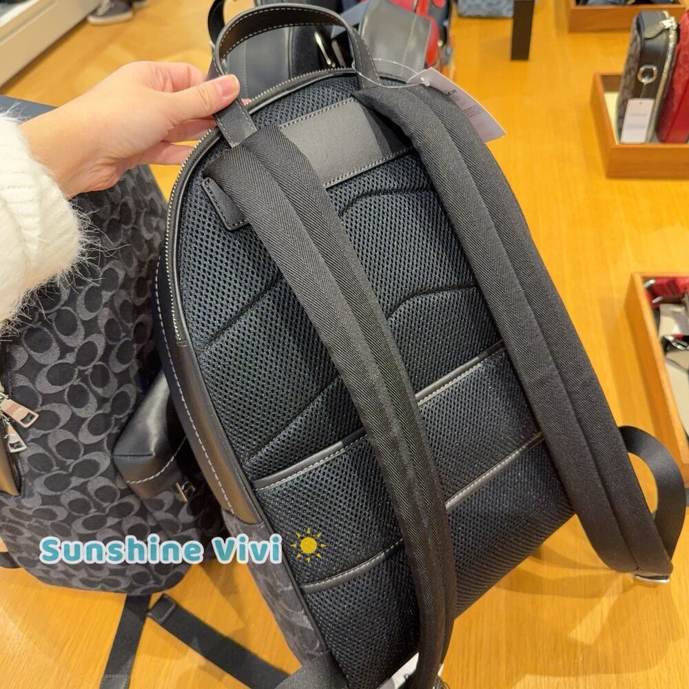 NWT Coach Taylor Backpack in Signature Denim Silver/Black CDC49 - Picture 6 of 7